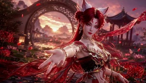 红发狐耳古风美少女