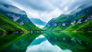 护眼云雾缭绕山水