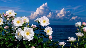 海畔蔷薇花