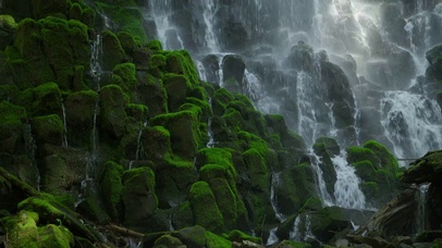长满青苔的瀑布