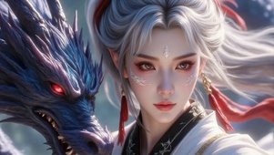 古风白发御龙少女