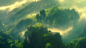 静谧云雾绿色山谷