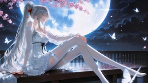 月下樱花银发美少女绯雪