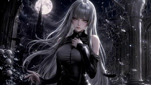 月夜古堡银发暗黑美少女