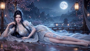 月夜樱花下美人陆雪琪