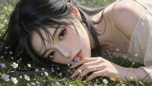 唯美草地女孩