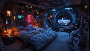 太空船舱卧室