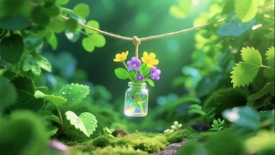 森林快乐的插花许愿瓶