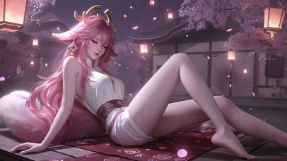 樱花雨狐耳长腿美女