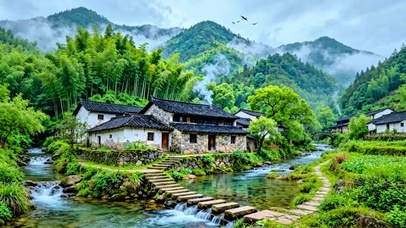 治愈山村小河4K