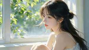 窗边可爱女孩
