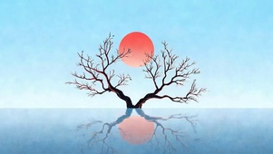 夕阳树木