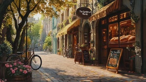 清新阳光法式街道商店