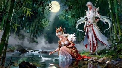 竹林戏水李白王昭君