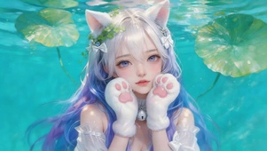 夏日荷塘女孩