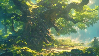 清新绿色森林古树