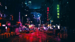 夜雨的香港街道