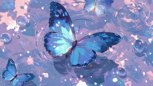 梦幻水畔蓝蝴蝶