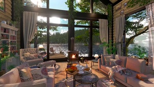 4K湖边别墅小屋
