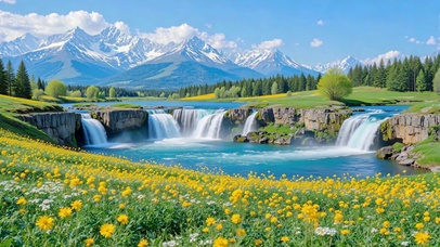 护眼晴天花甸飞瀑