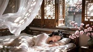 花朵伴古典美女