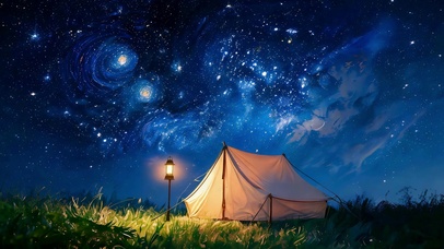 星空下露营夜晚