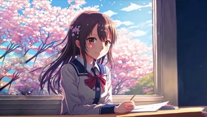 春天樱花女孩