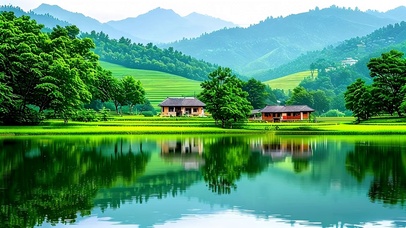 绿色护眼湖光水境