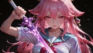 粉发少女