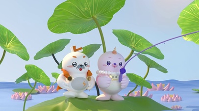 海豹良小宝与粉米花·荷塘垂钓