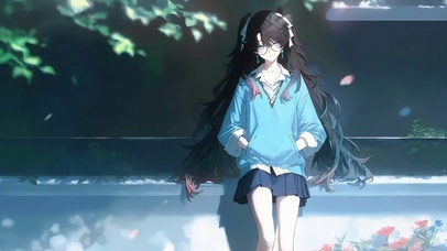 树下恬静可爱女孩