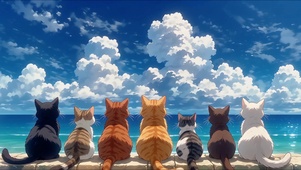 猫咪大海蓝天