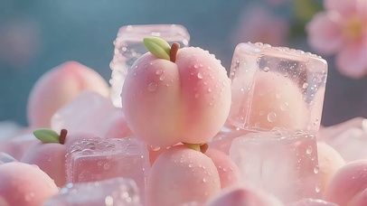 冰爽夏天水蜜桃