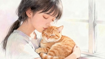 女孩与猫咪