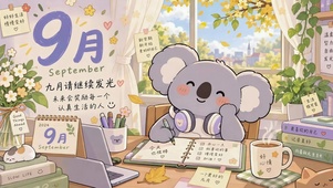 九月考拉治愈学习动态壁纸