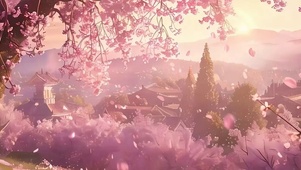 樱花树木带鱼屏