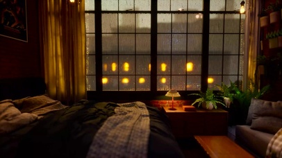 雨夜温馨卧室