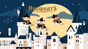 哈利波特骑着扫把飞