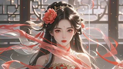 深闺红衣少女