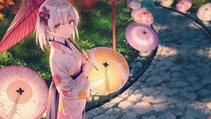 温馨庆典灯火小路少女