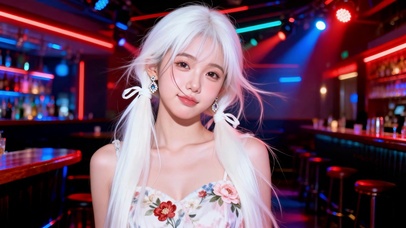 霓虹酒吧白发清纯美少女