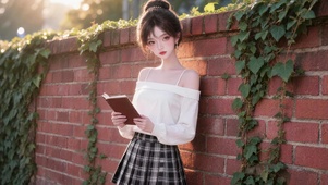 读书女孩户外