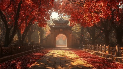 秋日古城古迹公园