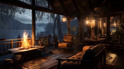 深夜雨和火放松和睡眠的完美结合