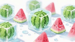 冰块西瓜夏季清凉