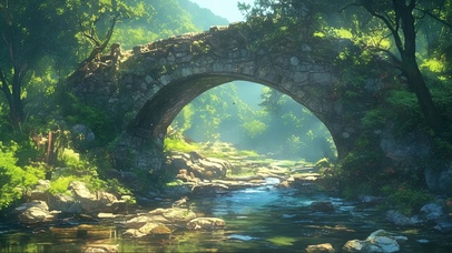 溪流石拱桥