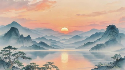 唯美黄昏江山