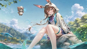 溪边戏水兔耳美少女