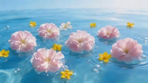 夏日湖面鲜花