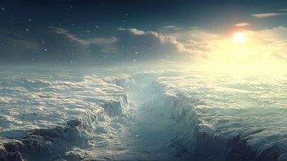 俯瞰日出冰川大陆